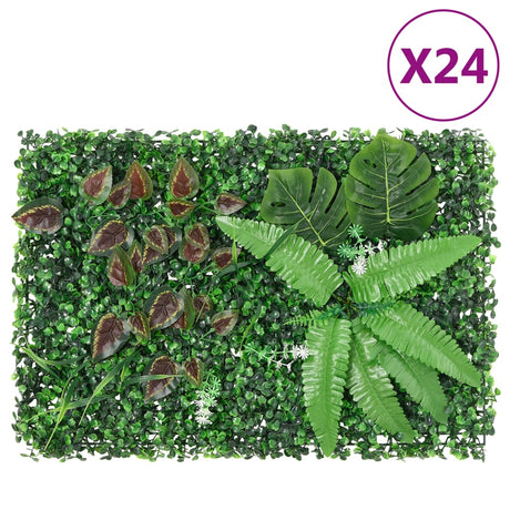 VidaXL hegn med kunstige planter 24 stk 40x60 cm grøn