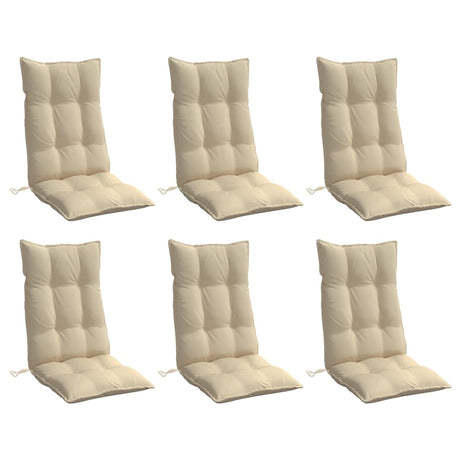 VidaXL stolehynder 6 stk højryg oxford stof beige