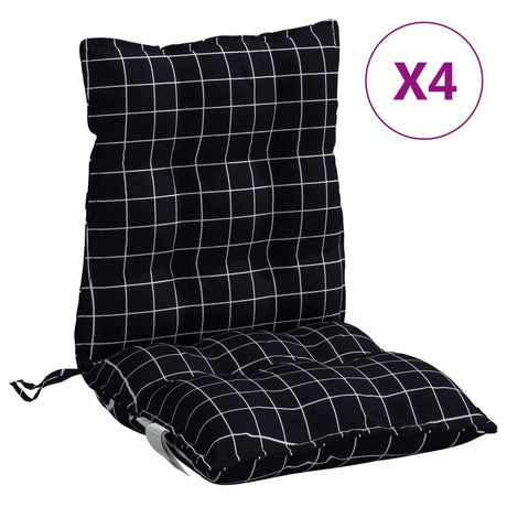 VidaXL stolehynder 4 stk lav ryg diamant mønster oxford stof sort