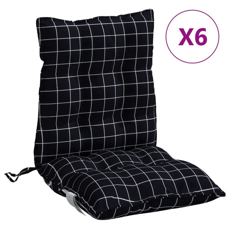 VidaXL stolehynder 6 stk lav ryg diamant mønster oxford stof sort