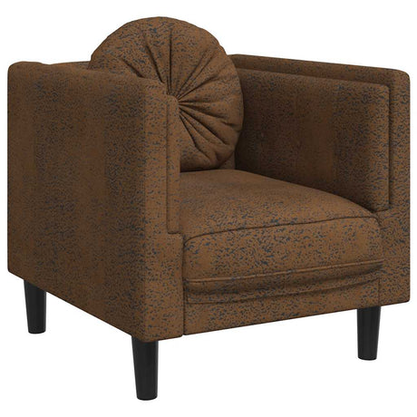 Vidaxl fauteuil met kussen kunstsuède bruin
