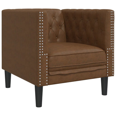 Vidaxl fauteuil chesterfield-stijl kunstsuède bruin