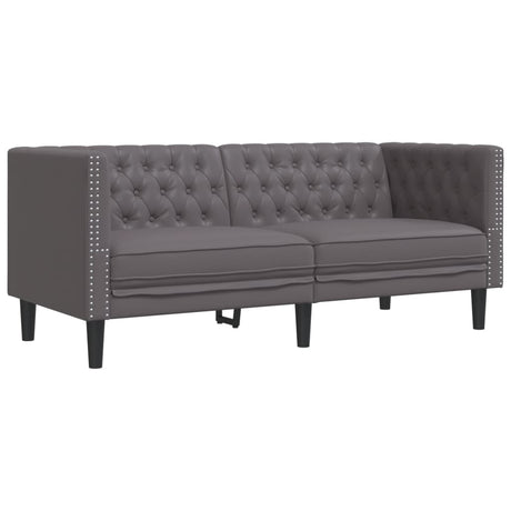 Vidaxl tweezitsbank chesterfield-stijl kunstleer grijs