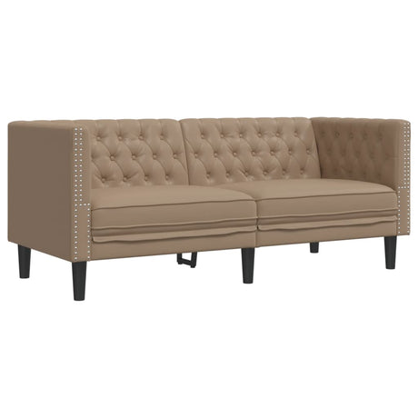 Vidaxl tweezitsbank chesterfield-stijl kunstleer cappuccinokleurig