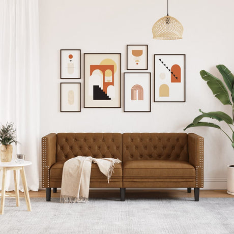 Vidaxl tweezitsbank chesterfield-stijl kunstsuède bruin