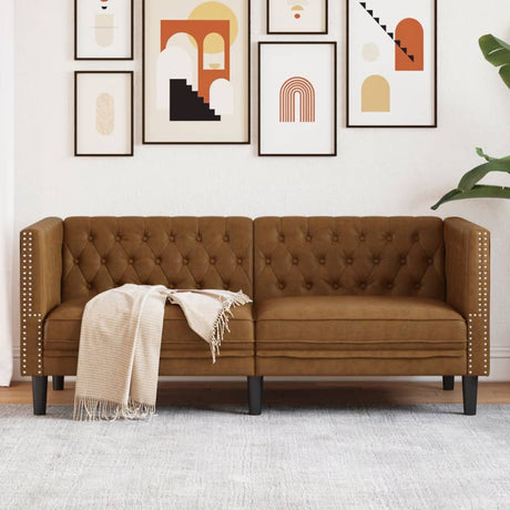 Vidaxl tweezitsbank chesterfield-stijl kunstsuède bruin