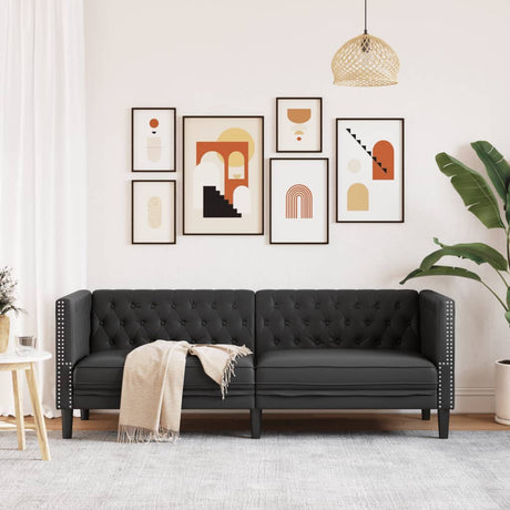 Vidaxl driezitsbank chesterfield-stijl kunstleer zwart