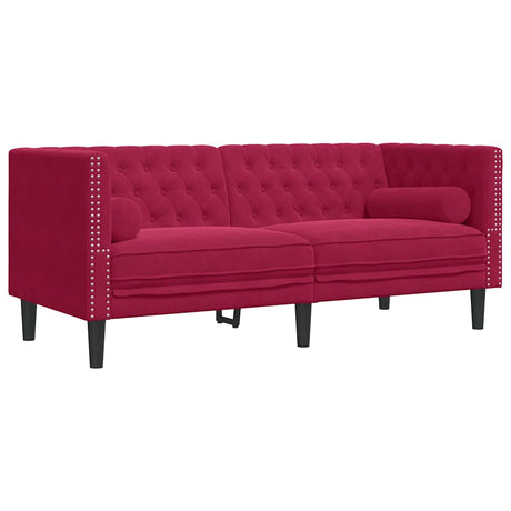 Vidaxl tweezitsbank chesterfield-stijl en bolsters fluweel wijnrood