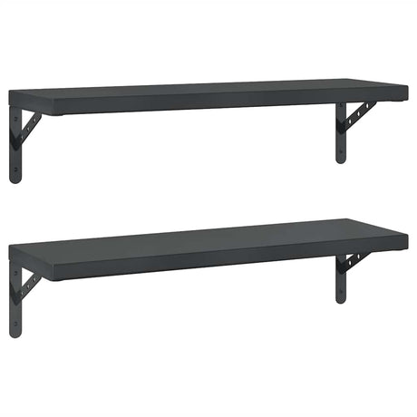 Vidaxl wandschappen 2 st 75x23,5 cm roestvrijstaal zwart