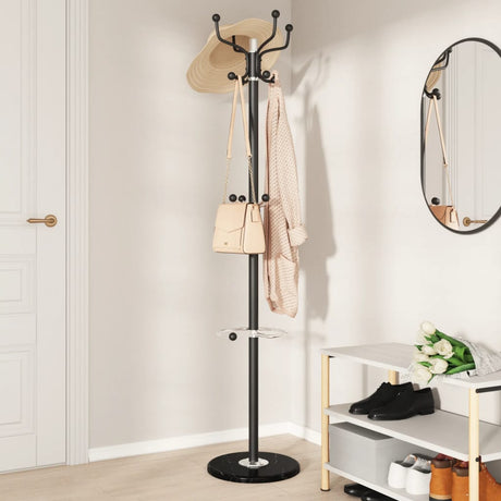 VidaXL knagerække med paraplyholder 180 cm pulverlakeret jernsort