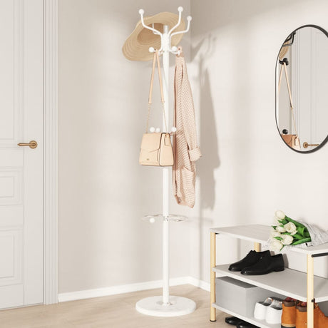 VidaXL knagerække med paraplyholder 180 cm pulverlakeret jernhvid