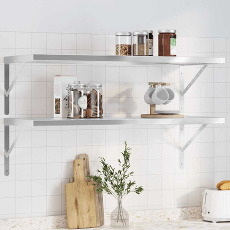 Vidaxl wandschappen 2 st 100x40 cm roestvrijstaal zilverkleurig