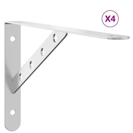 Vidaxl plankdragers 4 st 30x2,5x15,5 cm roestvrijstaal zilverkleurig