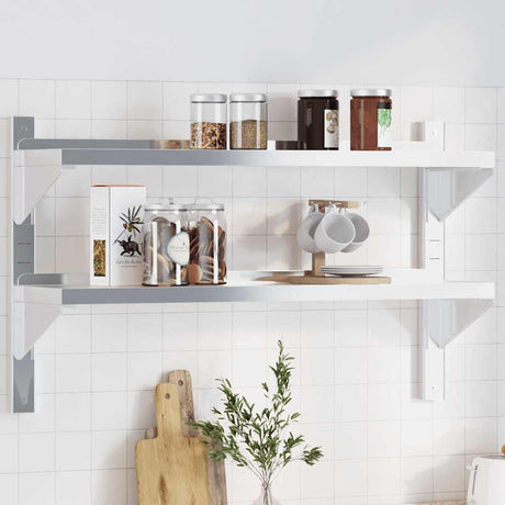 Vidaxl wandschap 2-laags 100x23,5x60 cm roestvrijstaal zilverkleurig