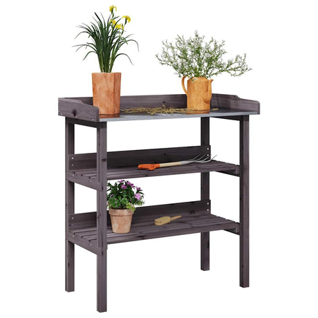 Vidaxx plantebord med hylder 78x38x82,5 cm gråt fyrretræ