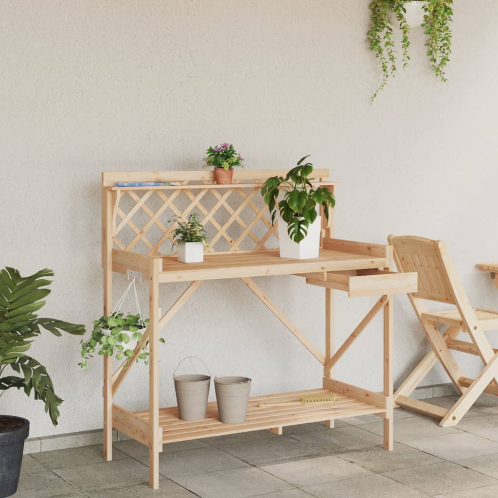 Vidaxx pottebord med espalier lavet af massivt fyrretræ
