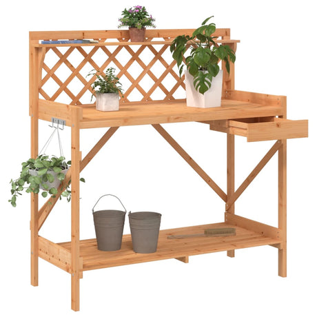 Vidaxx pottebord med espalier massivt fyrretræ brun