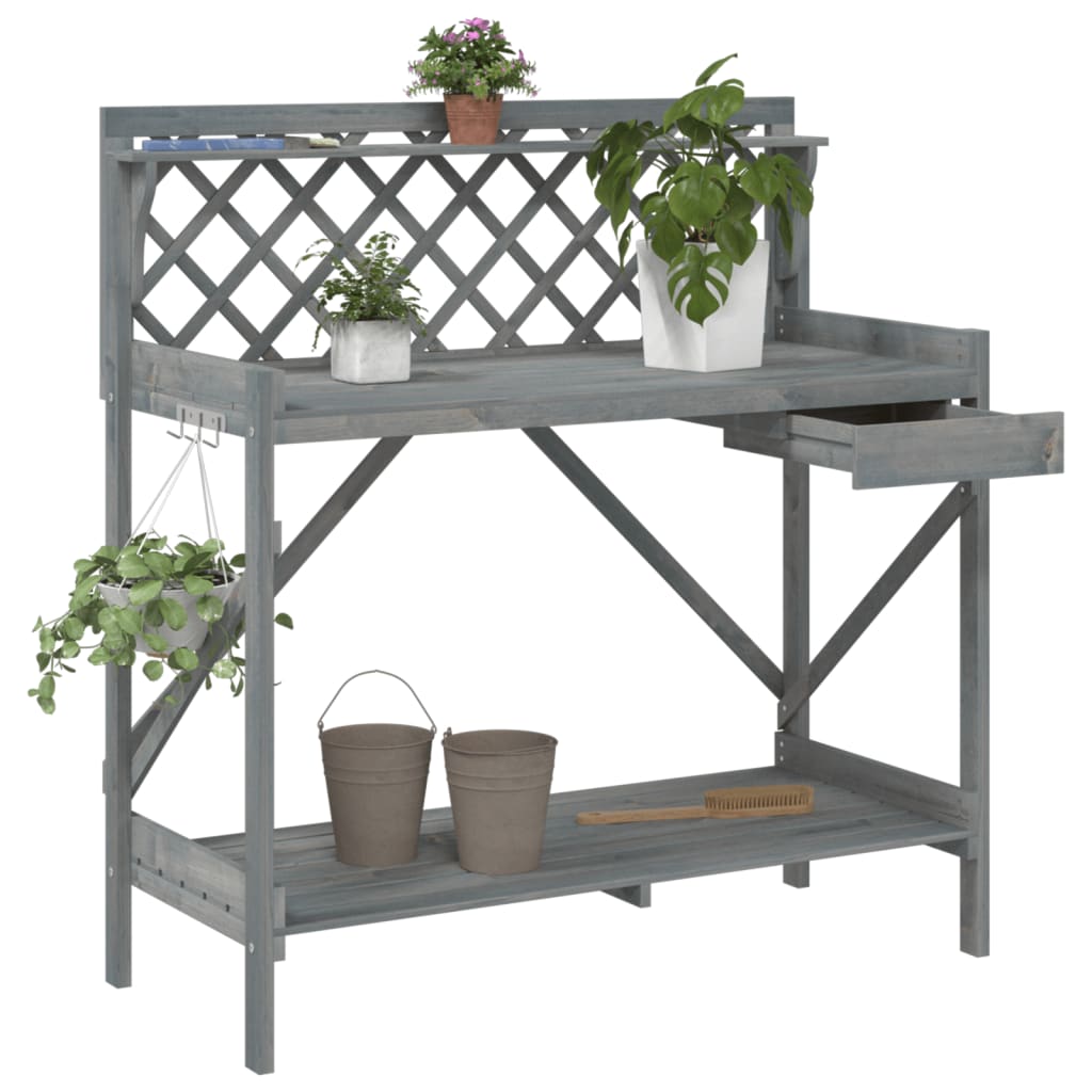 Vidaxx pottebord med espalier, massiv fyrretræ, grå