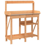 VidaXL pottebænk med hylder, massiv fyrretræ, brun