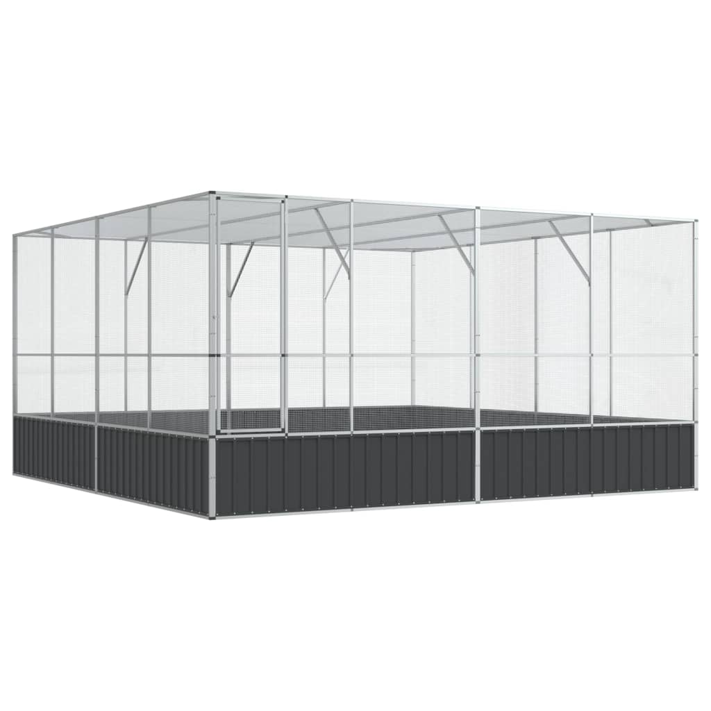 VidaXL Voliere 418x414x212 cm stål sølv
