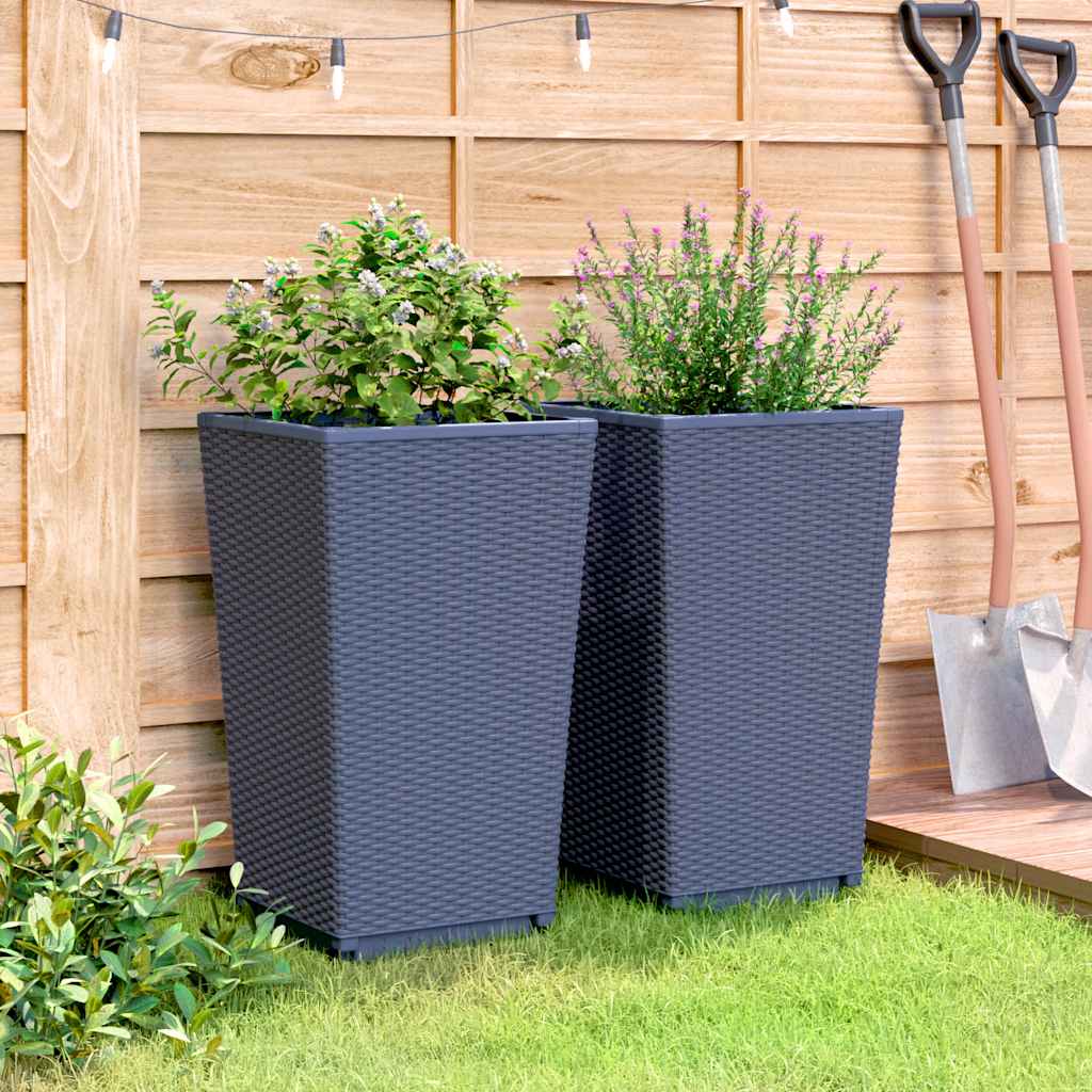Vidaxx plantekasser 2 stk 32,5x32,5x57 cm polypropylen blå-grå