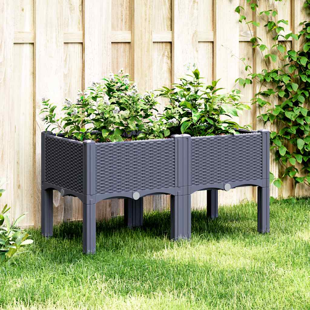 Vidaxx plantekasse med ben 80x40x42 cm polypropylen blå-grå