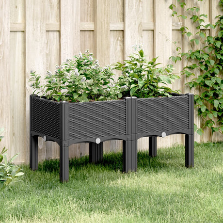 Vidaxx plantekasse med ben 80x40x42 cm polypropylen sort