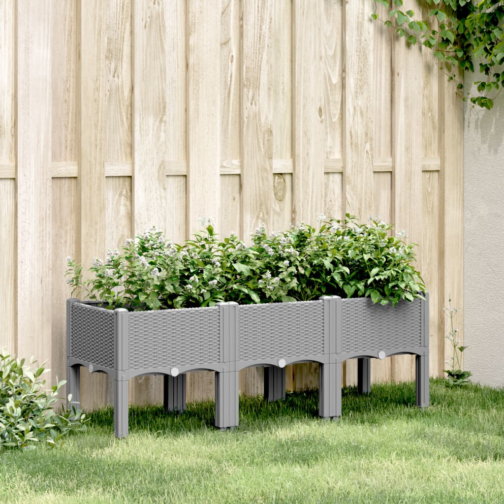 Vidaxx plantekasse med ben 120x40x42 cm polypropylen lysegrå