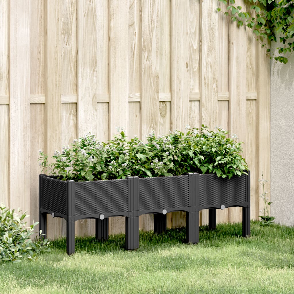 Vidaxx plantekasse med ben 120x40x42 cm polypropylen sort