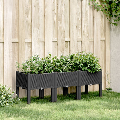 Vidaxx plantekasse med ben 120x40x42 cm polypropylen sort