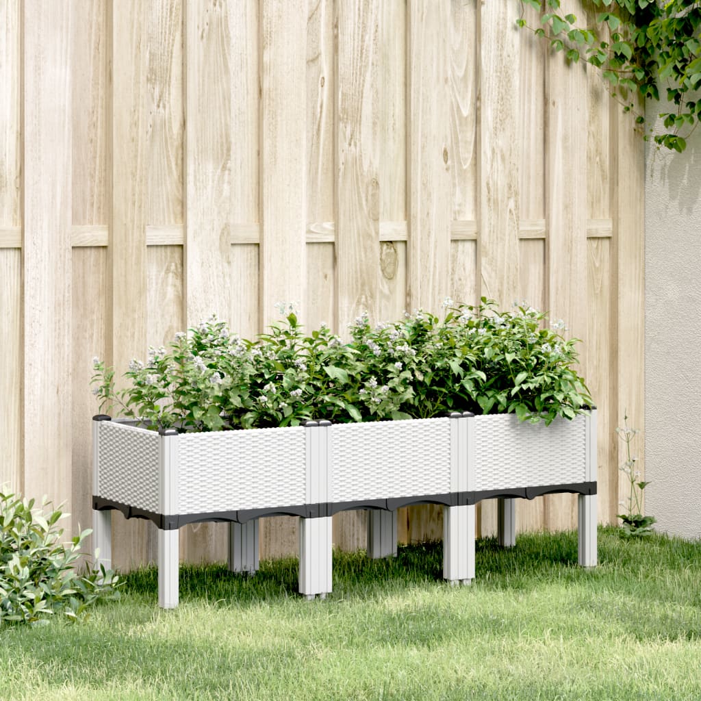 Vidaxx plantekasse med ben 120x40x42 cm polypropylen hvid