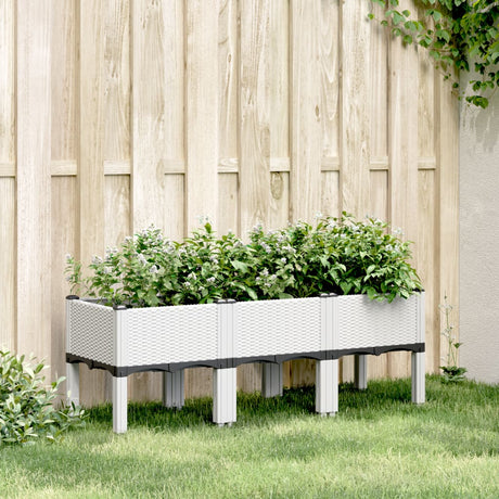 Vidaxx plantekasse med ben 120x40x42 cm polypropylen hvid