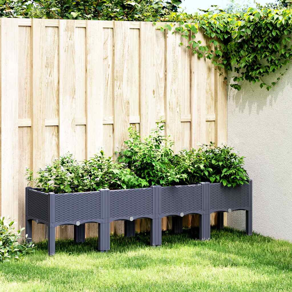Vidaxx plantekasse med ben 160x40x42 cm polypropylen blå-grå