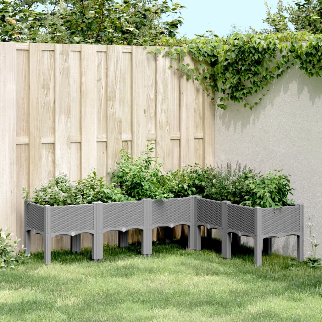 Vidaxx plantekasse med ben 160x120x42 cm polypropylen lysegrå