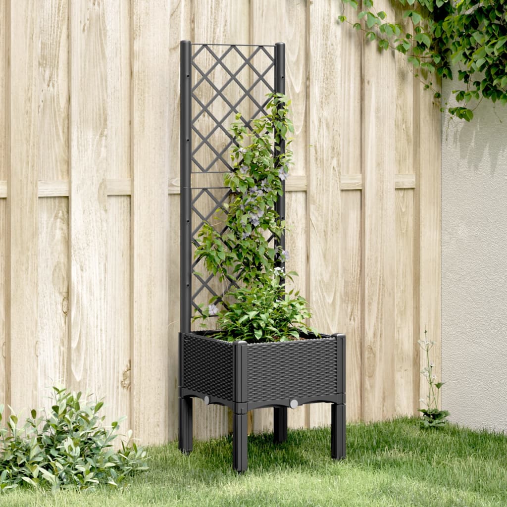 Vidaxx plantekasse med espalier 40x40x142 cm polypropylen sort