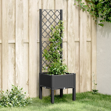 Vidaxx plantekasse med espalier 40x40x142 cm polypropylen sort