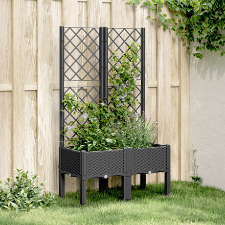 Vidaxx plantekasse med espalier 80x40x142 cm polypropylen sort