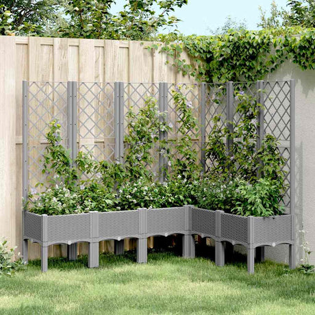 Vidaxx plantekasse med espalier 160x120x142 cm polypropylen lysegrå