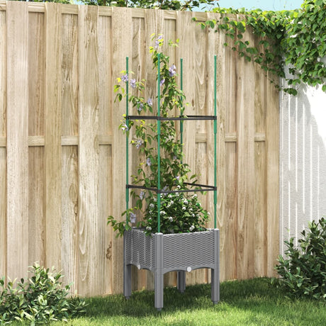 Vidaxx plantekasse med espalier 40x40x142,5 cm polypropylen lysegrå