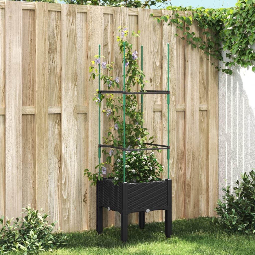 Vidaxx plantekasse med espalier 40x40x142,5 cm polypropylen sort