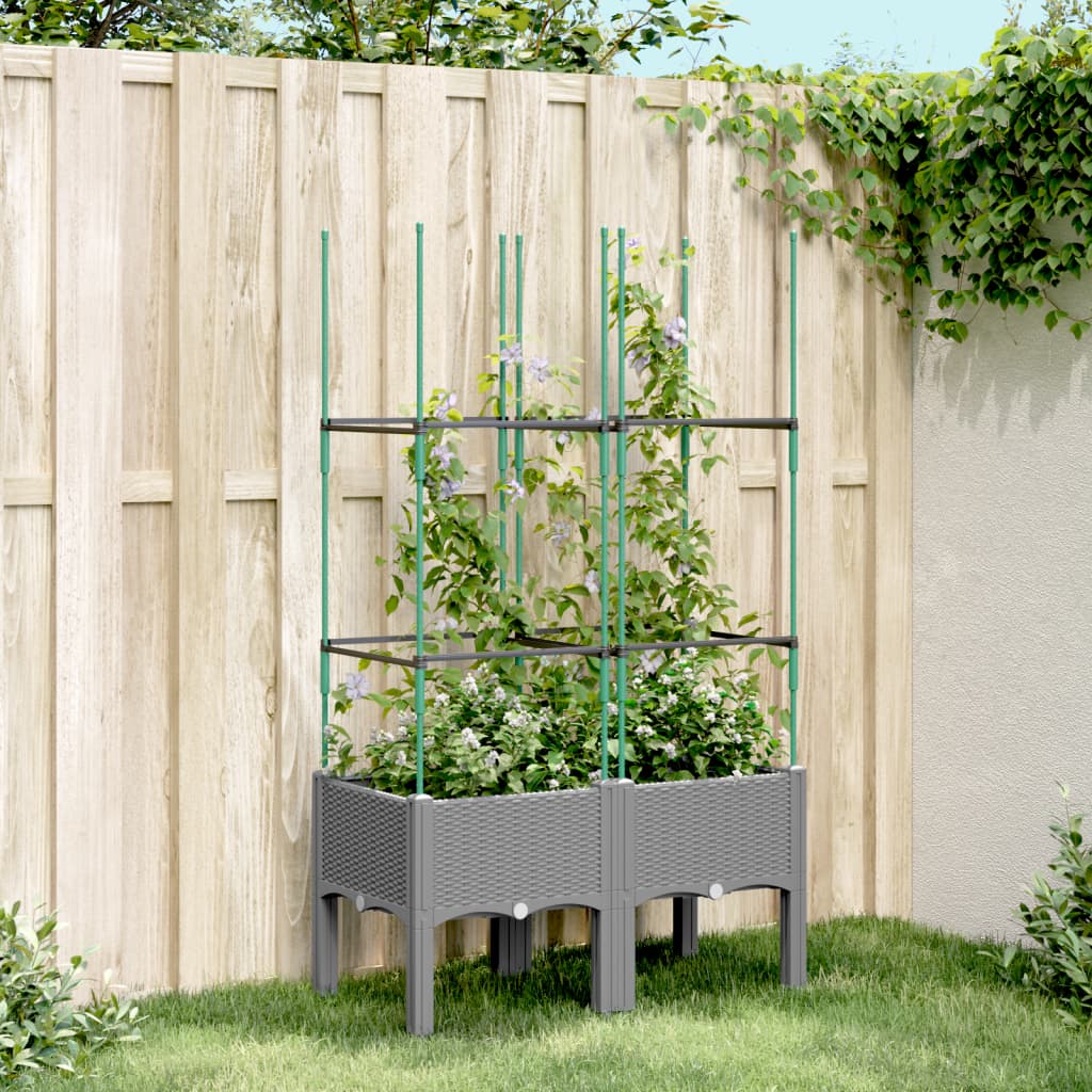 Vidaxx plantekasse med espalier 80x40x142,5 cm polypropylen lysegrå