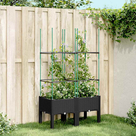 Vidaxx plantekasse med espalier 80x40x142,5 cm polypropylen sort