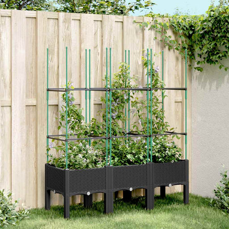 Vidaxx plantekasse med espalier 120x40x142,5 cm polypropylen sort