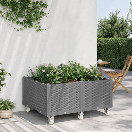 Vidaxx plantekasse med hjul 100x80x54 cm polypropylen lysegrå
