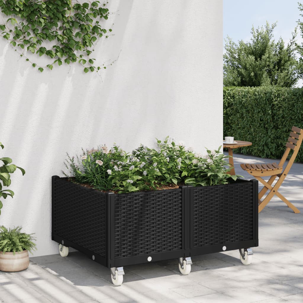 Vidaxx plantekasse med hjul 100x80x54 cm polypropylen sort