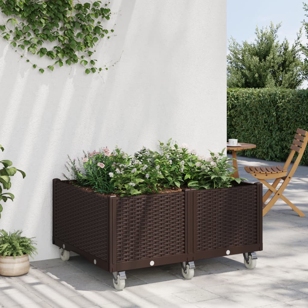 Vidaxx plantekasse med hjul 100x80x54 cm polypropylen brun