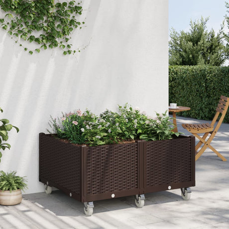 Vidaxx plantekasse med hjul 100x80x54 cm polypropylen brun