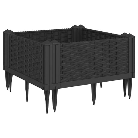 Vidaxx plantekasse med pløkke 42,5x42,5x28,5 cm polypropylen sort