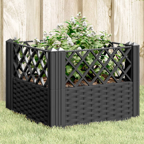 Vidaxx plantekasse med pløkke 43,5x43,5x43,5 cm polypropylen sort
