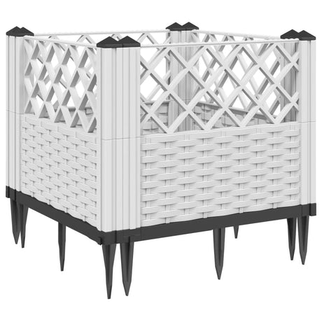 Vidaxx plantekasse med pløkke 43,5x43,5x43,5 cm polypropylen hvid